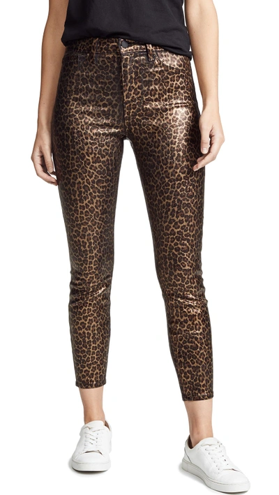 Shop L Agence Margot High Rise Foil Skinny Jeans In Black/cheetah Crackle