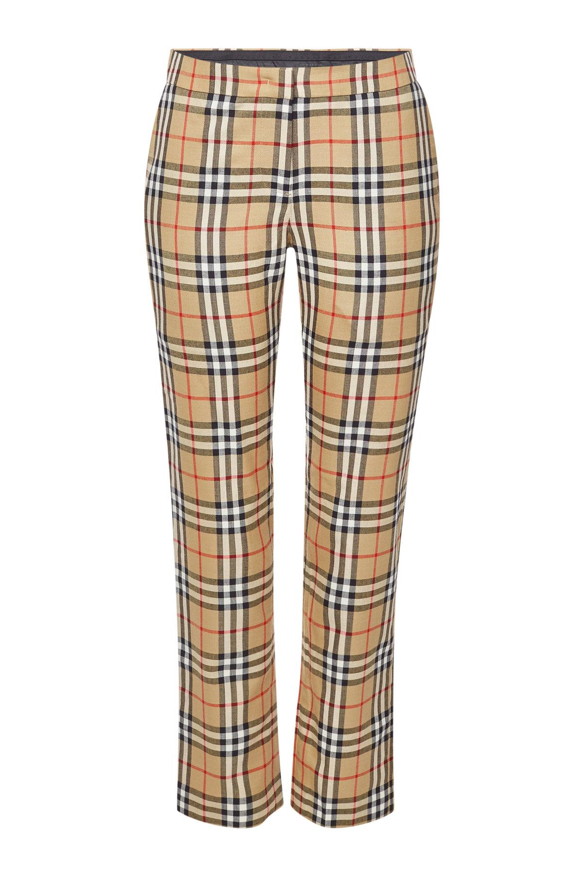 Burberry Printed Wool Pants In Yellow 