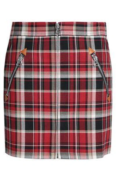 Shop Rag & Bone Checked Cotton-twill Mini Skirt In Red