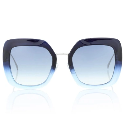 Shop Fendi Tropical Shine Square Sunglasses In Blue