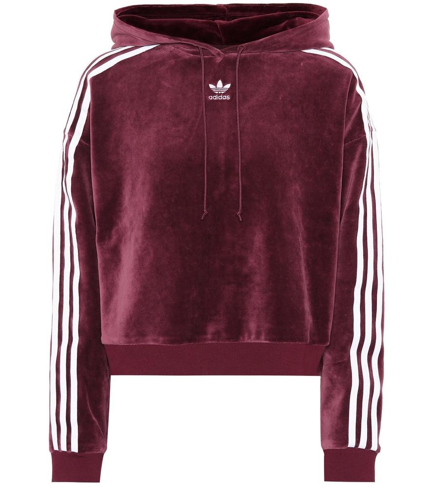 Adidas Originals Velvet Hoodie In Red 