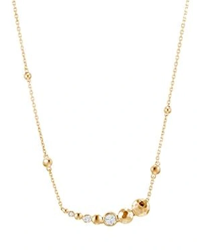 Shop John Hardy 18k Gold Dot Hammered Pave Diamond Station Necklace, 16 In White/gold