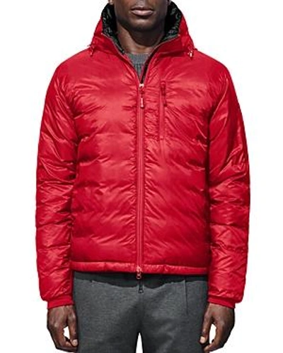Shop Canada Goose Lodge Hooded Down Jacket In Red