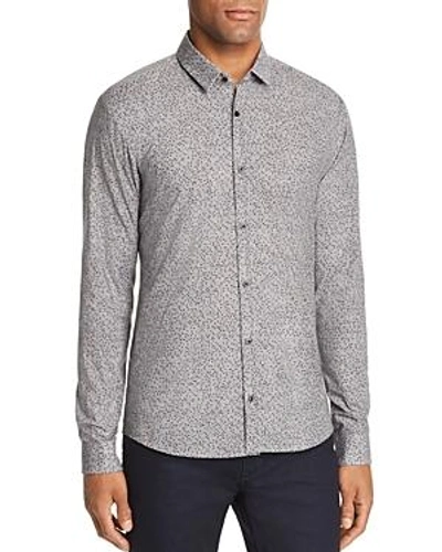 Shop Hugo Ero Confetti Extra Slim Fit Button-down Shirt In Gray/black