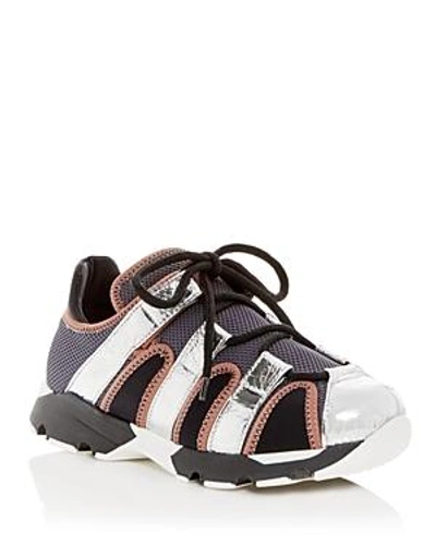 Shop Marni Women's Lace-up Sneakers In Silver