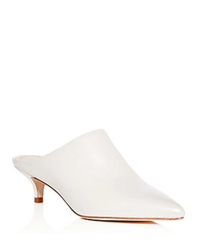 Shop Pour La Victoire Women's Korrine Leather Kitten Heel Pointed Toe Mules In Ivory