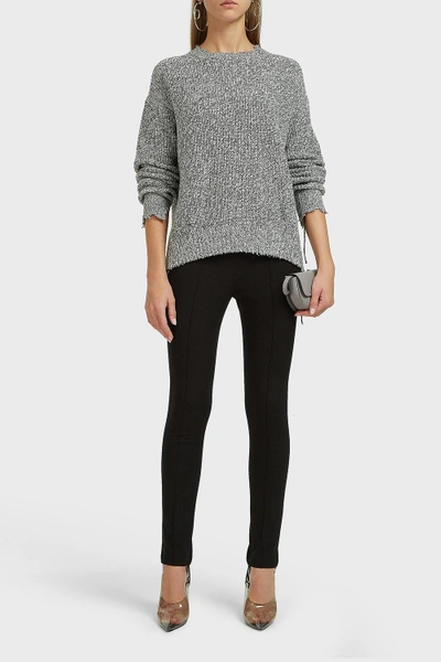 Helmut Lang Distressed Cotton-blend Sweater In Grey
