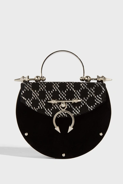 Shop Okhtein Velvet Metallic Detail Bag In Black