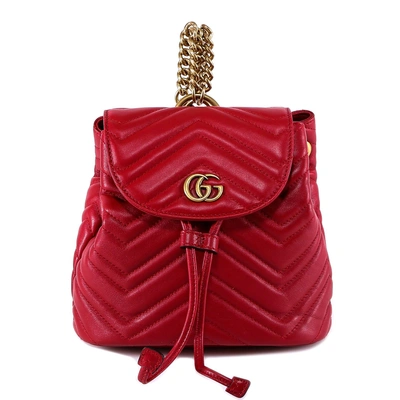 Shop Gucci Marmont Matelassé Backpack In Red