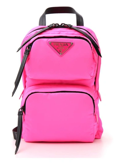 Shop Prada Double Pocket Backpack In Pink