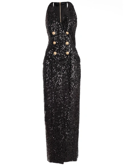 Shop Balmain Sequin Gown In Black