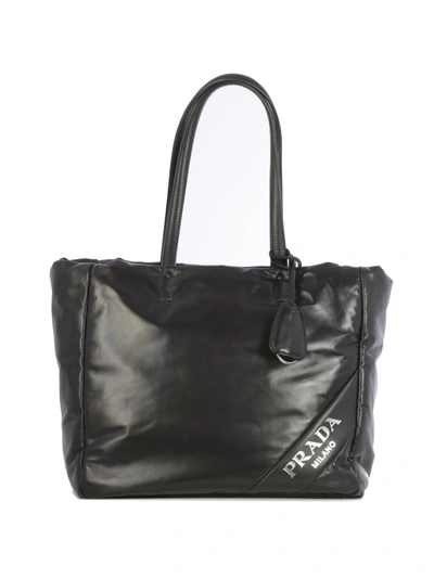 Shop Prada Padded Shopping Tote Bag In Black