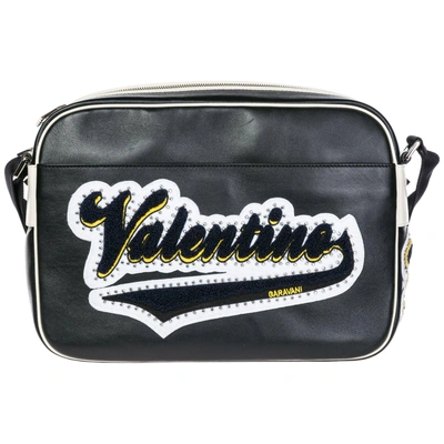 Shop Valentino Logo Messenger Bag In Black