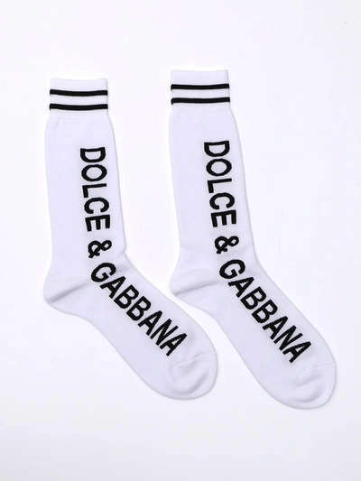 Shop Dolce & Gabbana Logo Socks In White