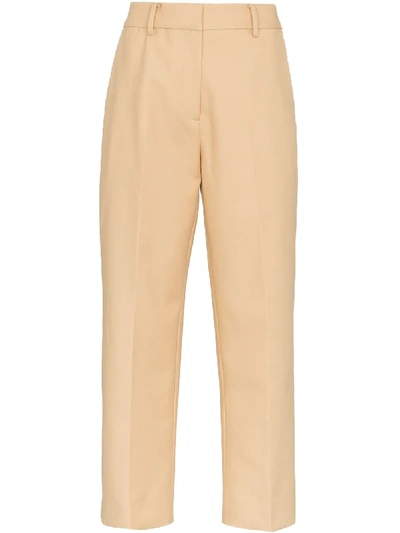 Shop Khaite Catherine Tailored Cotton Trousers In Neutrals