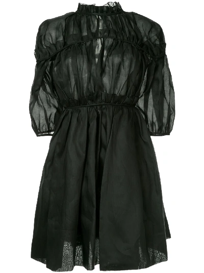 Shop Cecilie Bahnsen Ruffled Midi Dress In Black