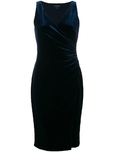 Shop Lauren Ralph Lauren Sleeveless Draped Dress In Blue