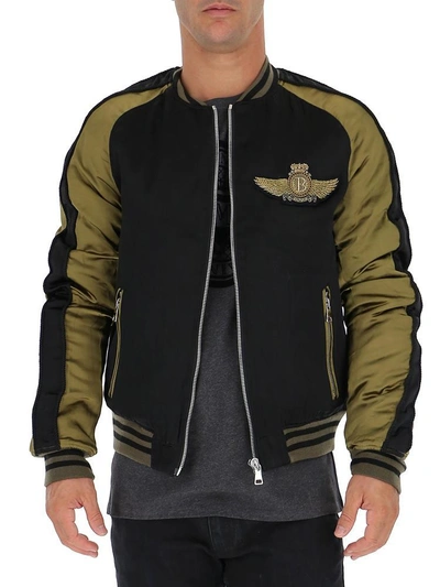 Shop Balmain Logo Embellished Bomber Jacket In Multi