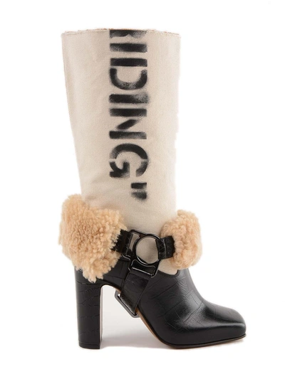 Shop Off-white Off White Riding Mid-calf Boots In Black Black