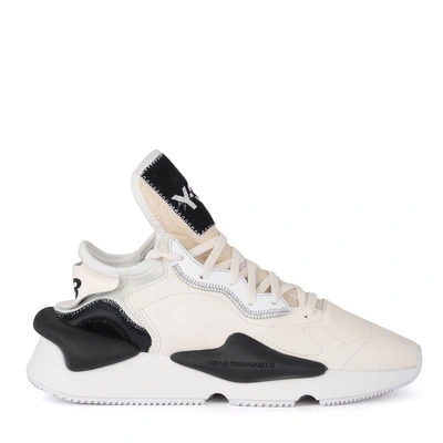 Shop Y-3 Kaiwa Black And White Leather And Neoprene Sneaker In Bianco