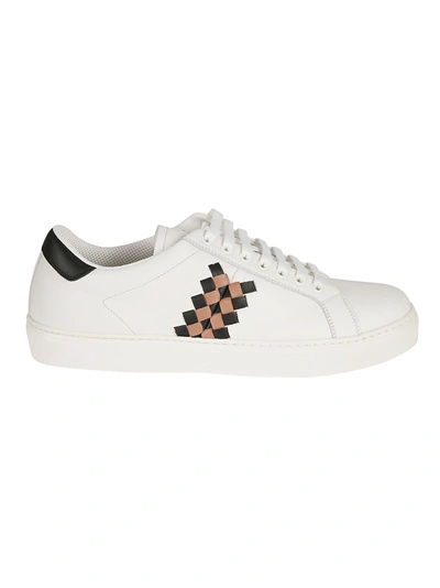Shop Bottega Veneta Checker Sneakers In White/dahlia/black