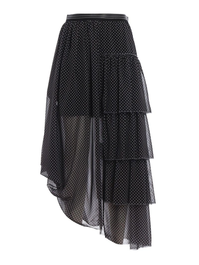 Shop Loewe Midi Ruffle Skirt In Black/white