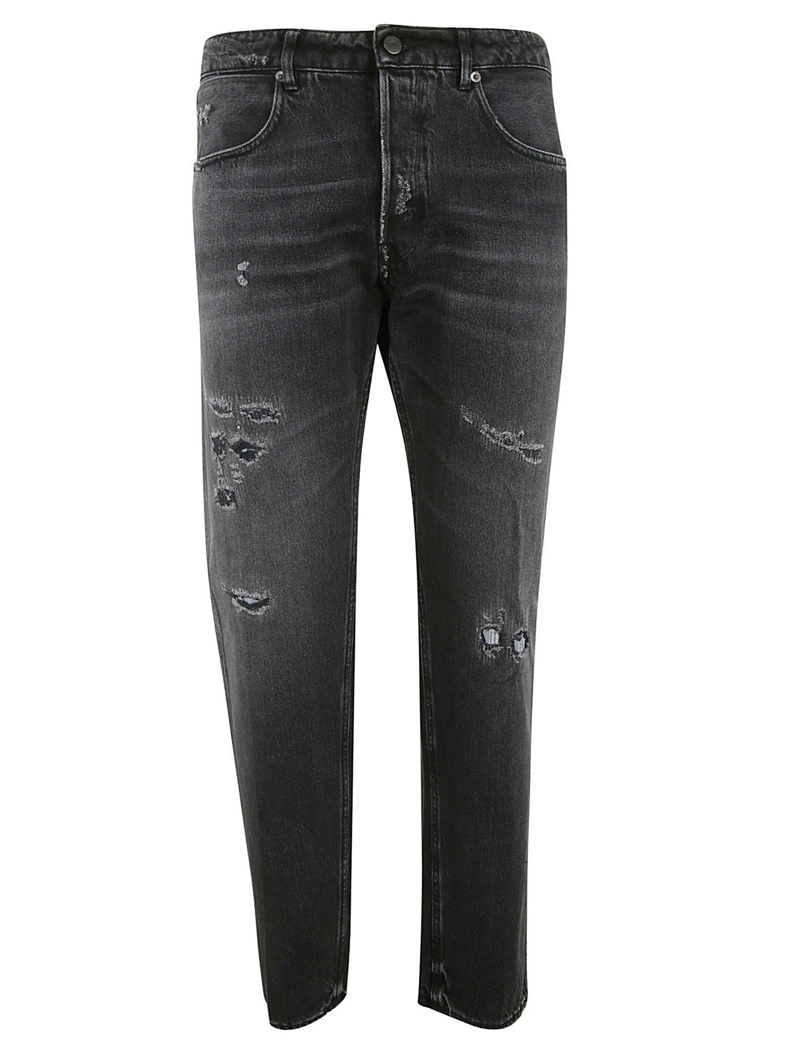 dark grey distressed jeans
