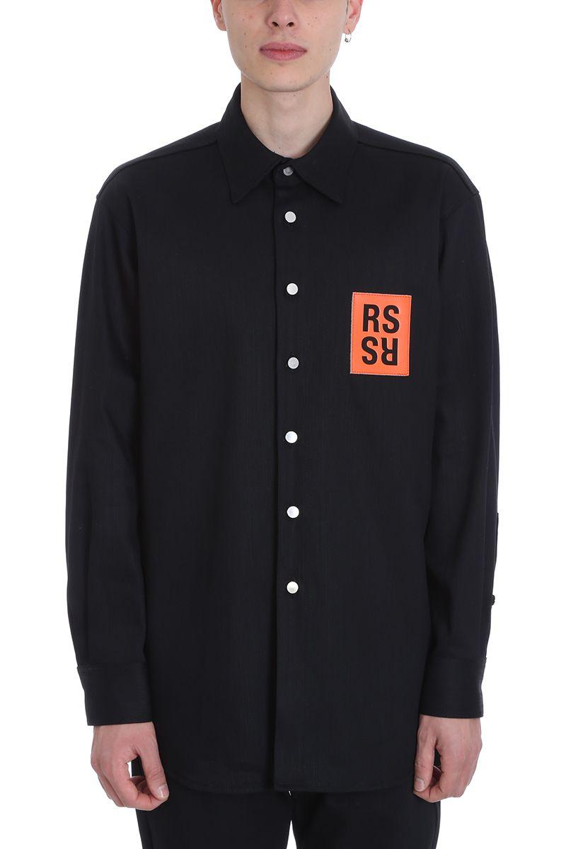 raf simons black denim shirt