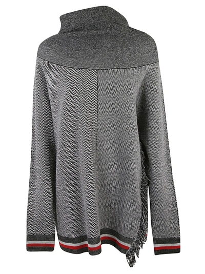 Shop Stella Mccartney Oversized Sweater In Black/ivory/red