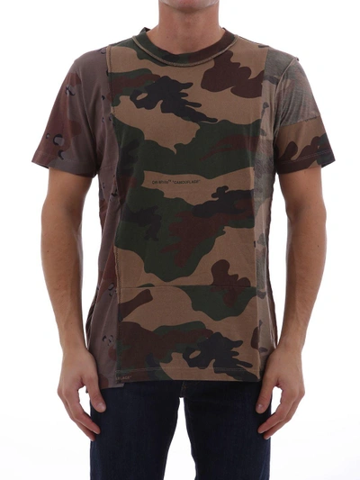 Shop Off-white T-shirt Camouflage Patterns In Green