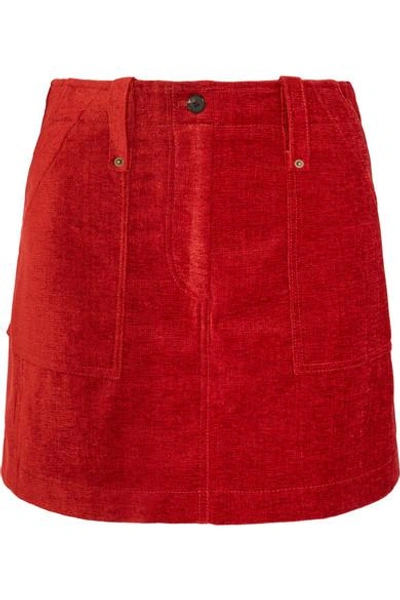 Shop Mcq By Alexander Mcqueen Ribbed Chenille Mini Skirt In Brick