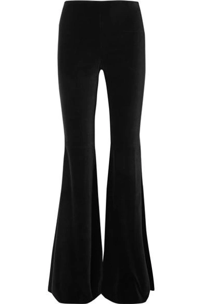 Shop Alice And Olivia Jinny Velvet Flared Pants In Black