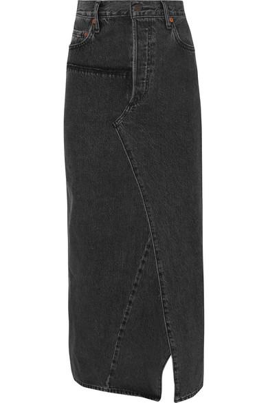 black denim maxi skirt