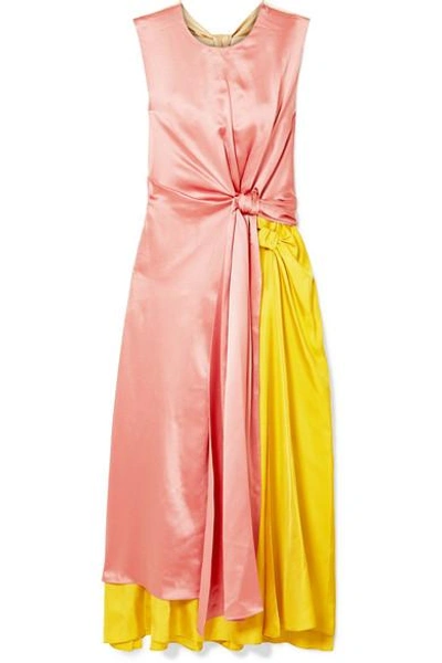 Shop Roksanda Nyimi Color-block Silk Midi Dress In Pink
