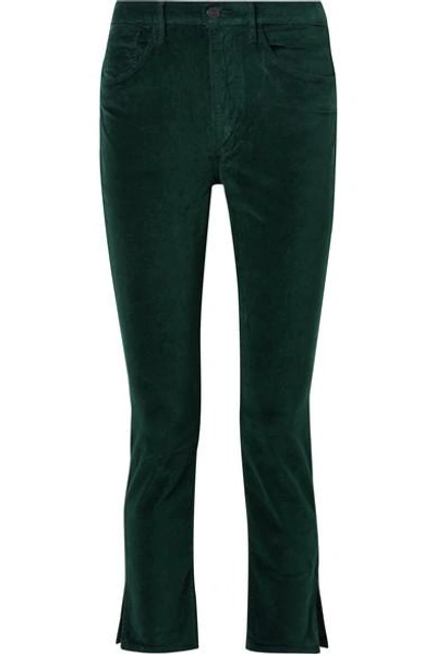 Shop 3x1 W3 Higher Ground Stretch-cotton Velvet Slim-leg Pants In Emerald