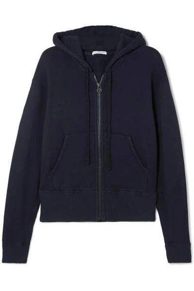Shop James Perse Cotton-blend Hoodie In Navy