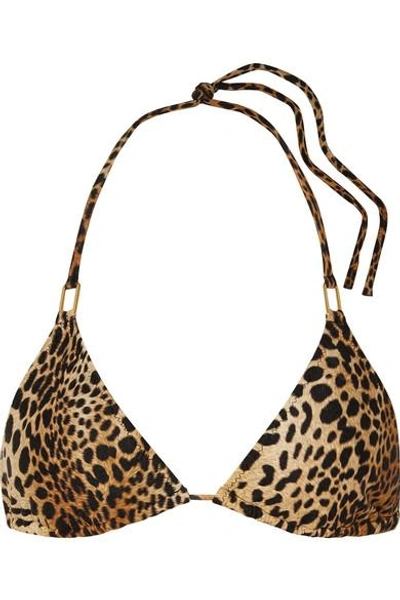 Shop Melissa Odabash Cancun Leopard-print Triangle Bikini Top In Tan