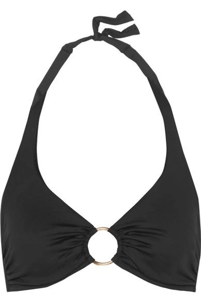 Shop Melissa Odabash Brussels Embellished Halterneck Bikini Top In Black
