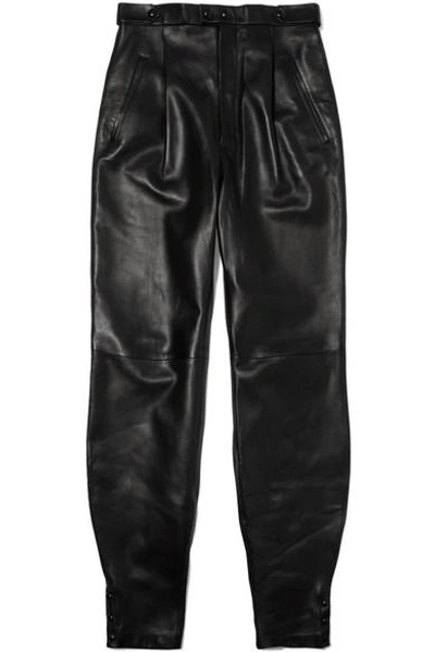 Shop Givenchy Leather Tapered Pants In Black