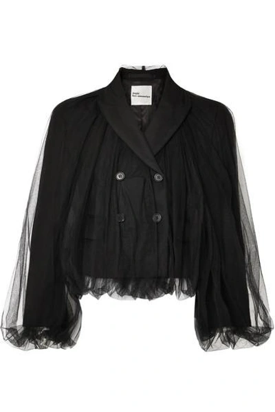 Shop Noir Kei Ninomiya Cropped Wool And Tulle Blazer In Black