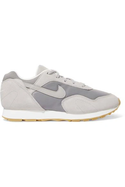 Shop Nike Outburst Suede, Leather And Mesh Sneakers In Gray
