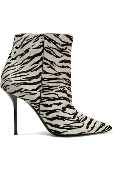 Shop Saint Laurent Pierre Zebra-print Calf Hair Ankle Boots In Zebra Print