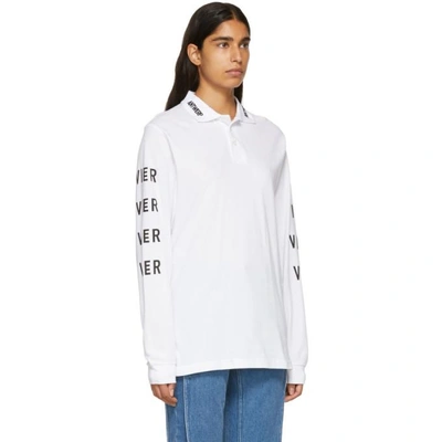 Shop Vier White Logo Long Sleeve Polo