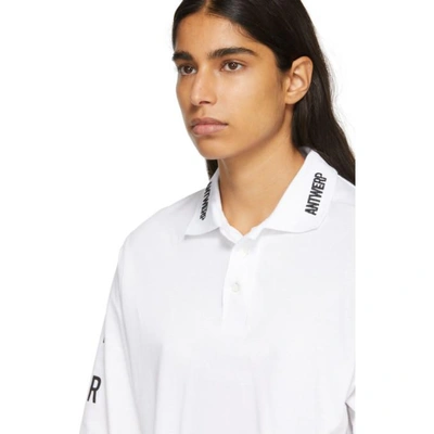 Shop Vier White Logo Long Sleeve Polo