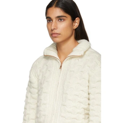 Shop See By Chloé See By Chloe White And Beige Textured Knit Jacket