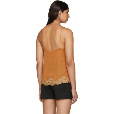 CHLOE 棕色中式绉绸蕾丝吊带背心