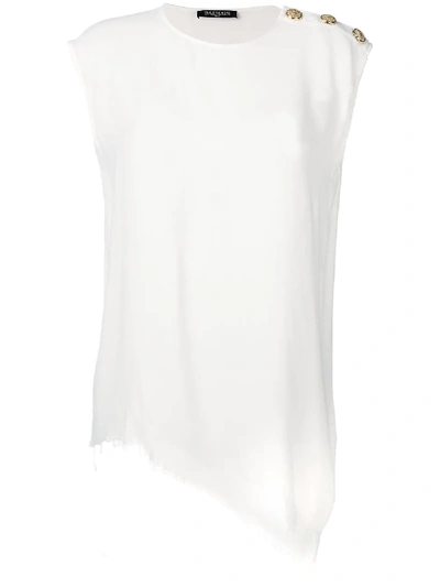 Shop Balmain Embellished Vest Top In White