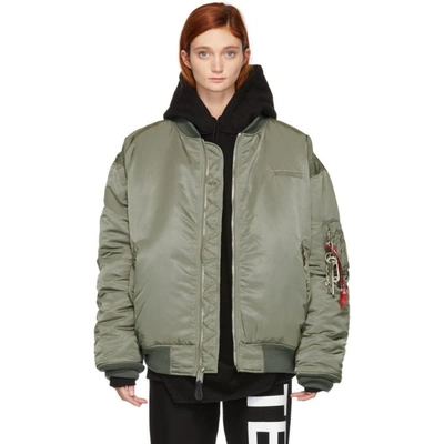 Vetements Reversible Green Alpha Industries Edition Oversized Angel Bomber  Jacket In Silver/gree | ModeSens