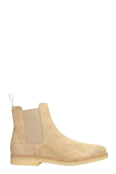 Shop Common Projects Beige Suede Chelsea Boots