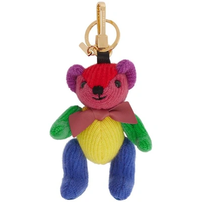 Shop Burberry Multicolor Knit Thomas Keychain